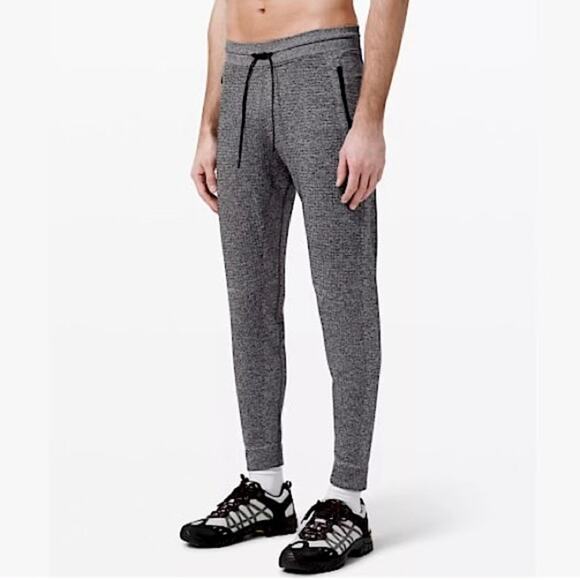 Lululemon Mens Sz XXL Engineered Warmth Jogger Wool Blend Grey Waffle Textured - Picture 1 of 16
